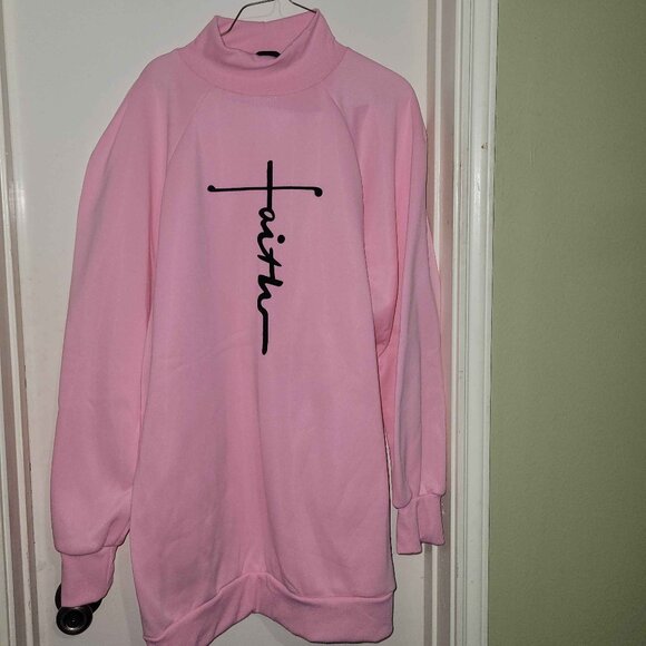 Faith Extra Long Hoodie Pink in - Picture 1 of 3